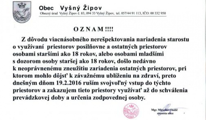 1. fotografia fotogalérie Oznam pre športovcov - foto
