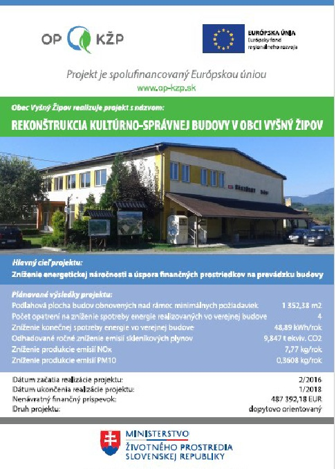Fotka - Rekonštrukcia kultúrno-správnej budovy v obci Vyšný Žipov